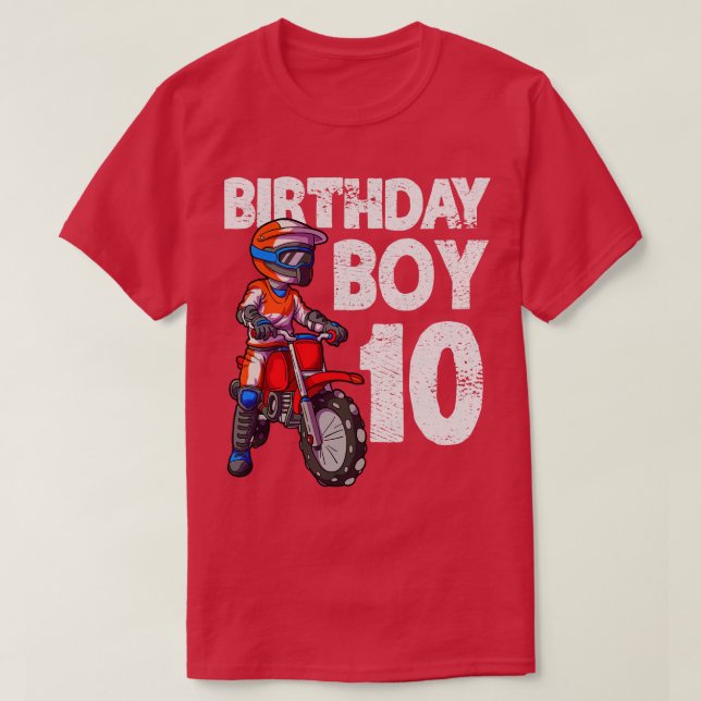Camiseta Motocross 10 cumpleaños MX Bike Dirt B de 10 años (Diseño del anverso)