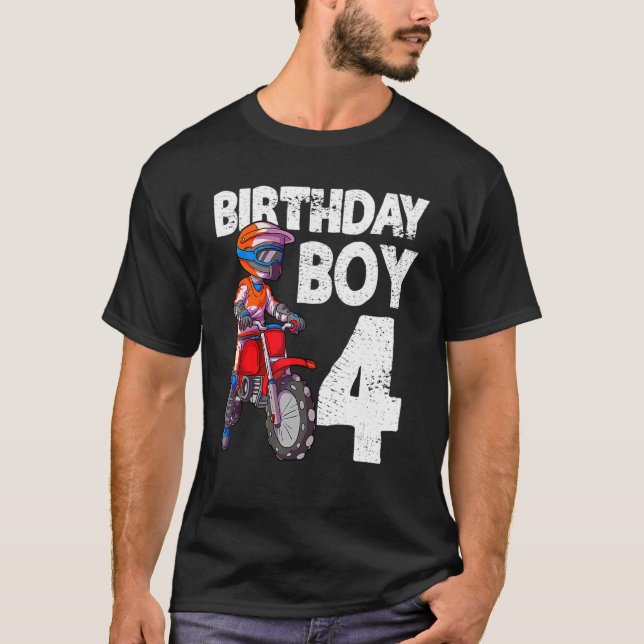 Camiseta Motocross 4º cumpleaños niños Mx Bik Sucio de 4 añ (Anverso)