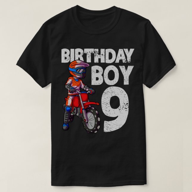 Camiseta Motocross 9cumpleaños niños MX Bik Sucio de 9 años (Diseño del anverso)
