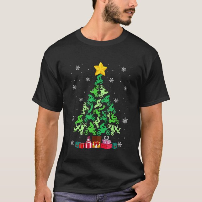 Camiseta Motocross Árbol de Navidad Funny Sports Lover Xmas (Anverso)