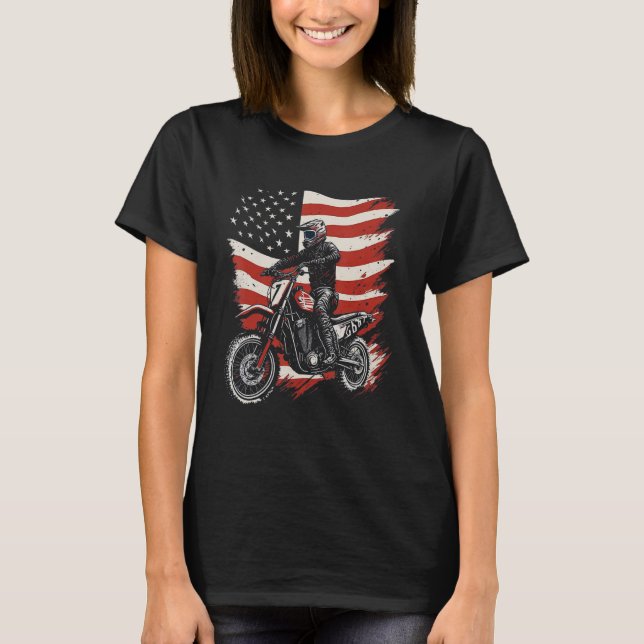 Camiseta Motocross bandera estadounidense de la bicicleta d (Anverso)