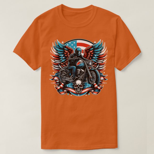 Camiseta Motocross Biker Dirt Bike Bandera Americana 4 de J (Diseño del anverso)