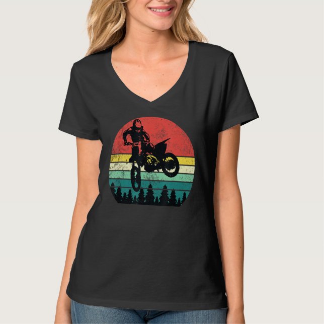 Camiseta Motocross Biker motocicleta Motor Carreras Retro V (Anverso)