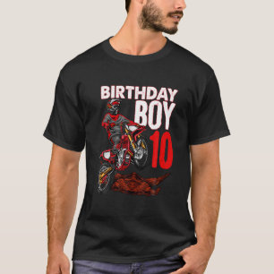 Camiseta Motocross Birthday Motorcycle Tema 10 Cumpleaños