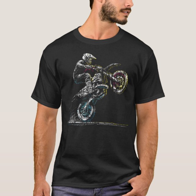 Camiseta Motocross de motocicleta retro Dirt Bike Rider (Anverso)