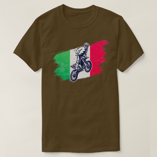 Camiseta Motocross Dirt Bike Bandera Italiana Vintage  (Diseño del anverso)