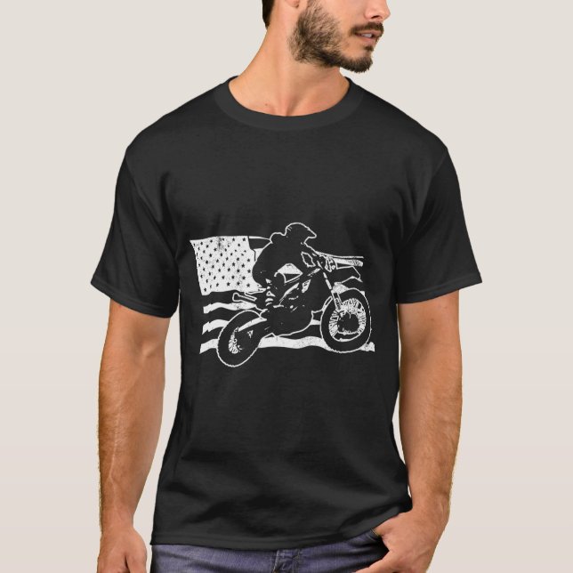 Camiseta Motocross Dirt Bike Biker Stunt Man 4 De Julio EEU (Anverso)