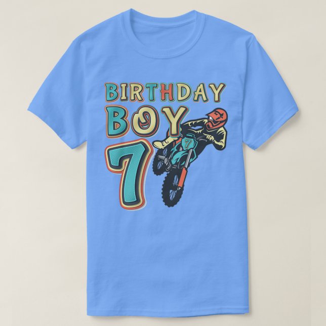 Camiseta Motocross Dirt Bike Kids 7 Years Old Birthday Part (Diseño del anverso)