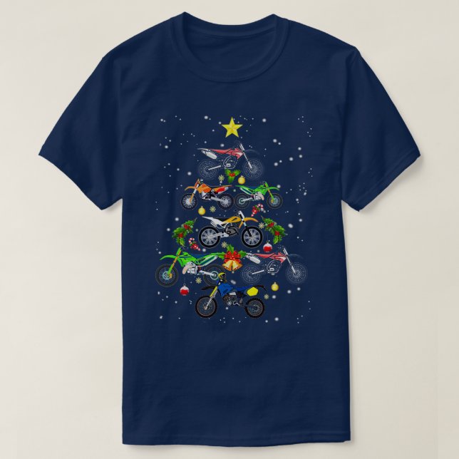 Camiseta Motocross Dirt Bike Tree Christmas TL  (Diseño del anverso)