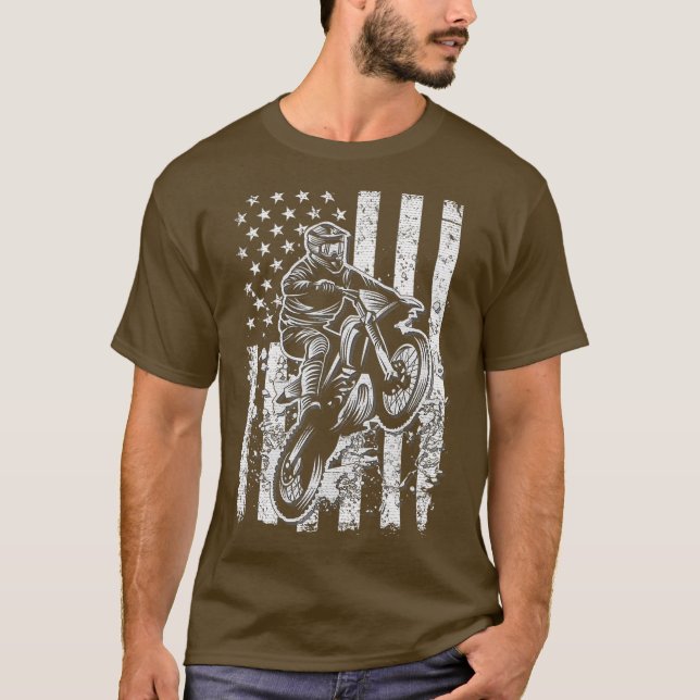 Camiseta Motocross, EE. UU., Bandera Americana Dirtbike (Anverso)