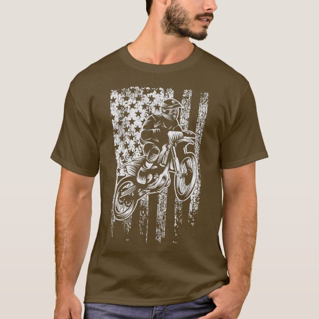 Camiseta Motocross, EE. UU., Bandera Americana Dirtbike (Anverso)