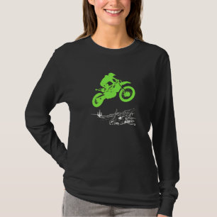 Camiseta Motocross Green Dirt Bike Rider Jumping Motorcycle