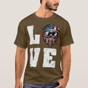Camiseta Motocross LOVE Dirt Bike American Flag Race Quad