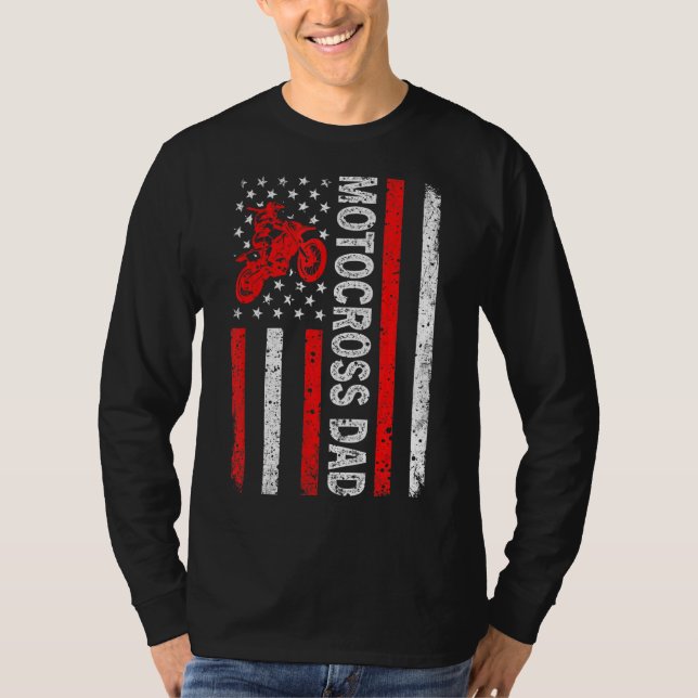 Camiseta Motocross masculino Dad American Flag Dad Motocros (Anverso)