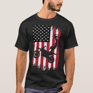 Camiseta Motocross Motocross American Flag Motorcycle