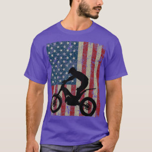 Camiseta Motocross Motorcycle 4.ª Bandera Americana Vintage