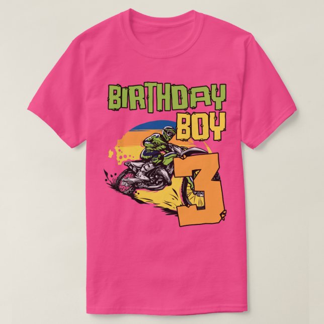Camiseta Motocross MX 3 Año Fiesta de cumpleaños de ciclism (Diseño del anverso)