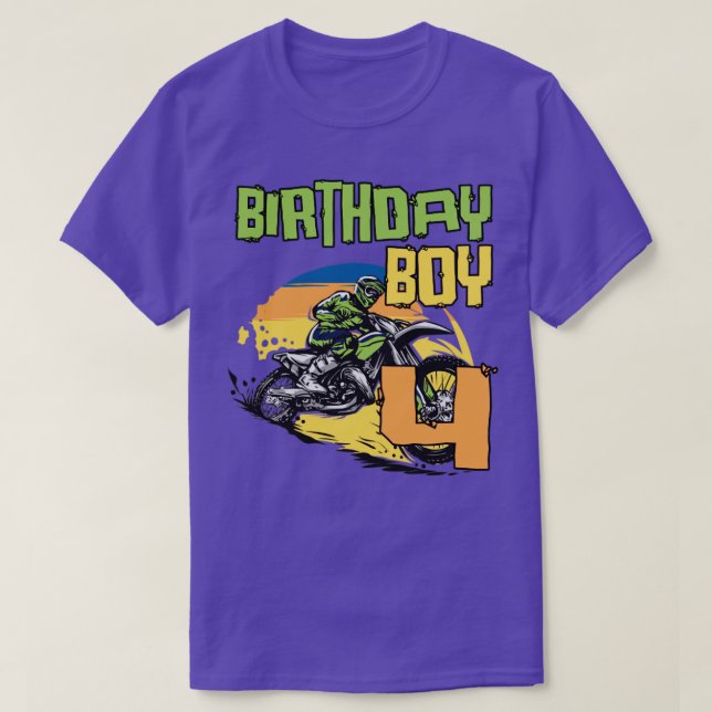Camiseta Motocross MX 4 Año de Fiesta de Cumpleaños de Bici (Diseño del anverso)