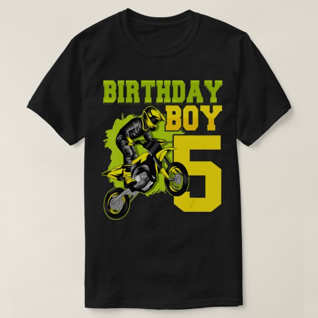 Camiseta Motocross MX 5Gift Bike Dirt Birthda de 5 años (Diseño del anverso)