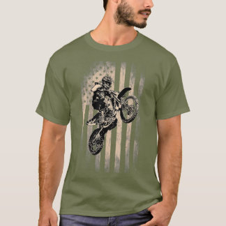 Camiseta Motocross saltando bicicleta Bandera estadounidens