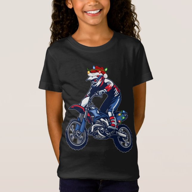 Camiseta Motocross Sports Lover Xmas Santa Hat Motocross (Anverso)