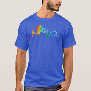 Camiseta Motocross Vintage Dirtbike Heartbeat Watercolor