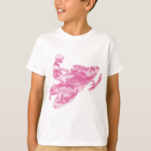 Camiseta Motonero de nieve con camuflaje rosa