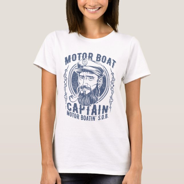 Camiseta Motor Boat Captain Funny Pontoon Boating Motor Boa (Anverso)