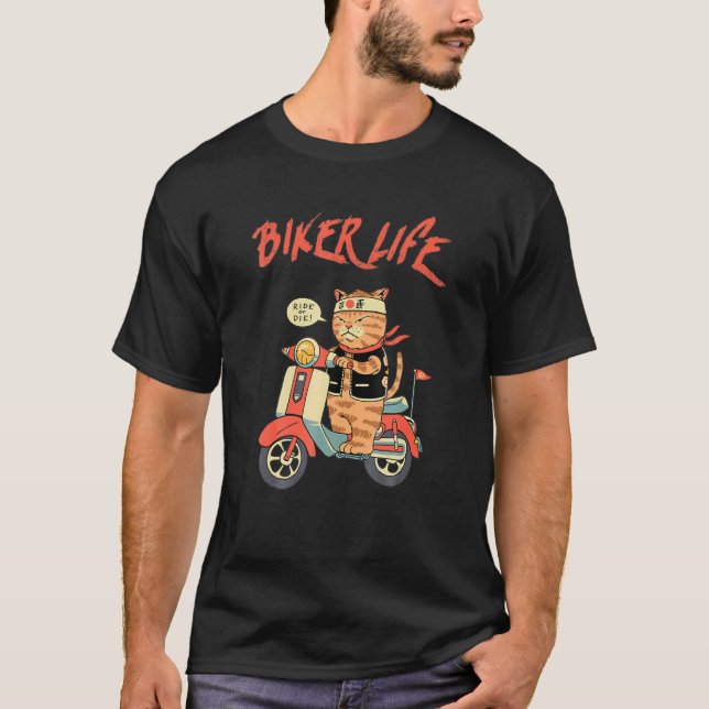 Camiseta Motor Cats Japanese Cat Ride Or Die Cat Strolling  (Anverso)