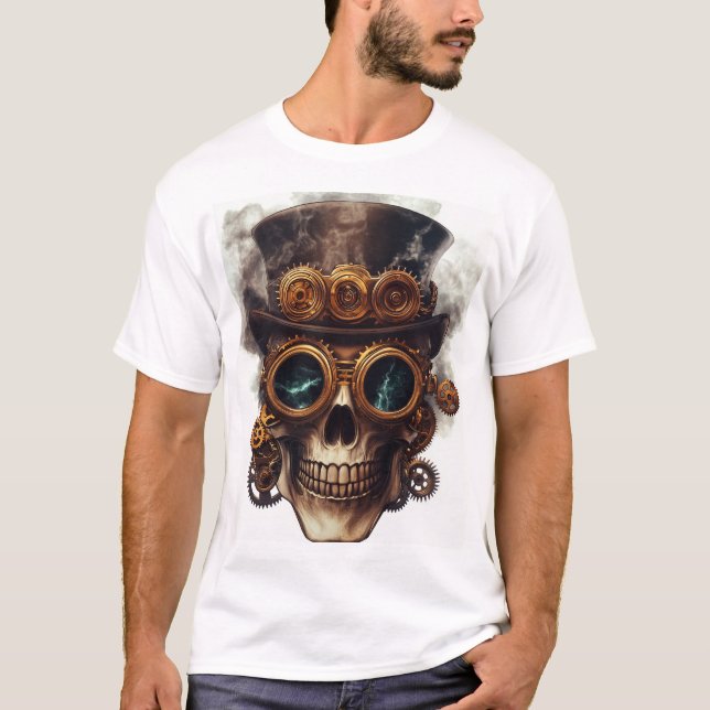 Camiseta Motor de cráneo Steampunk (Anverso)