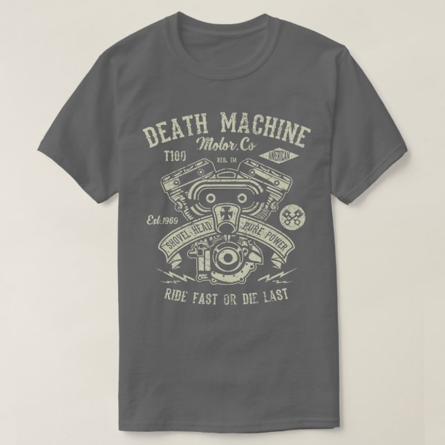 Camiseta Motor de la máquina de la muerte de motocicletas (Diseño del anverso)