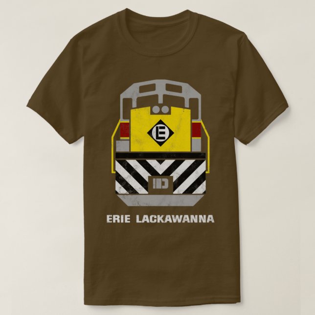 Camiseta Motor de tren ferroviario Retro Erie Lackawanna (Diseño del anverso)