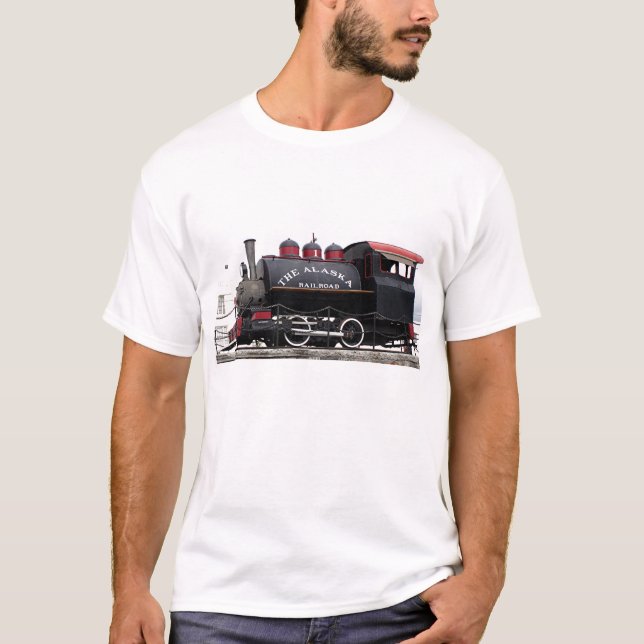 Camiseta Motor de vapor viejo del ferrocarril de Alaska, (Anverso)