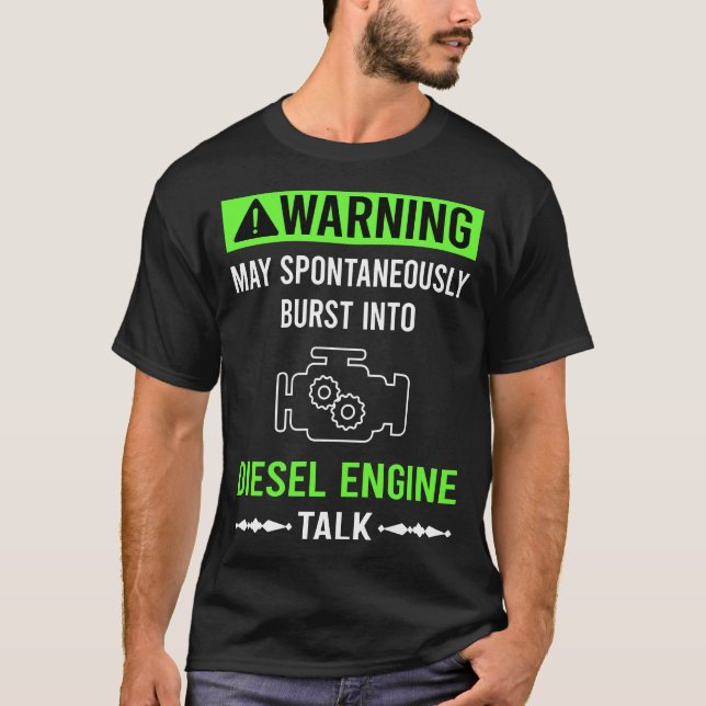 Camiseta Motor diesel de advertencia verde (Anverso)