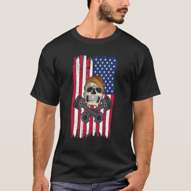 Camiseta Motor For Car Mechanics Patriotic (Anverso)