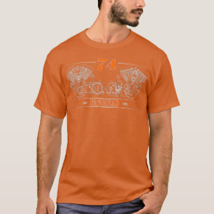 Camiseta Motor Panhead en OrangeWhite