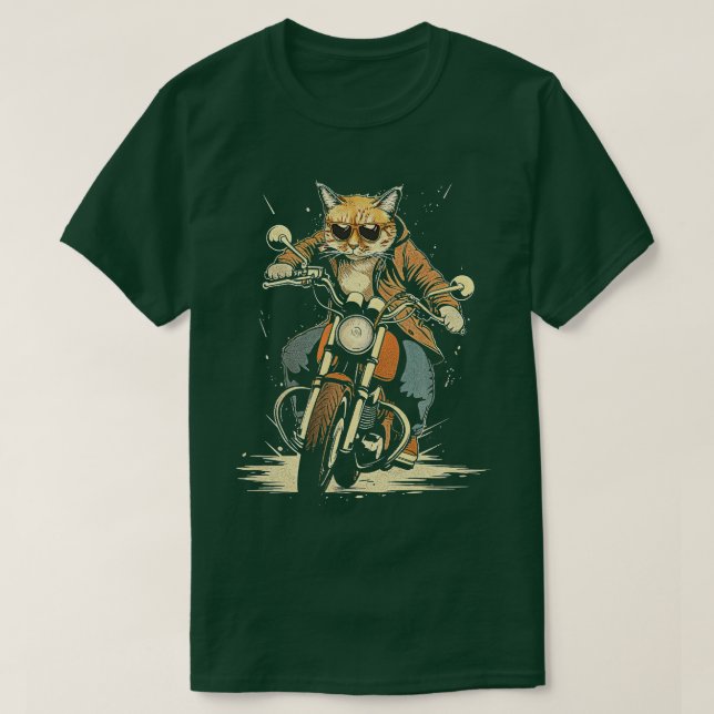 Camiseta Motorcicleta Cat Rides (Diseño del anverso)