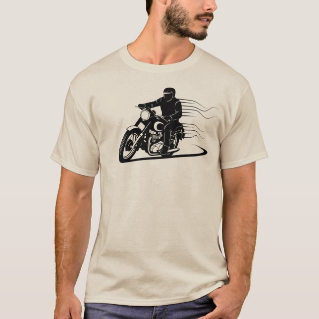 Camiseta Motorcycle Rider Silhouette – Speed, Freedom & Sty (Anverso)