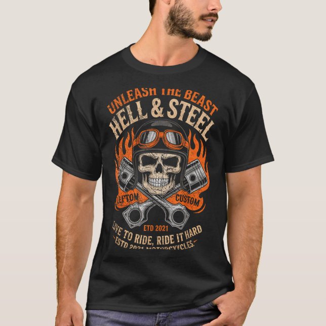 Camiseta Motorcycle Skull And Ston Crossbones For Men Biker (Anverso)