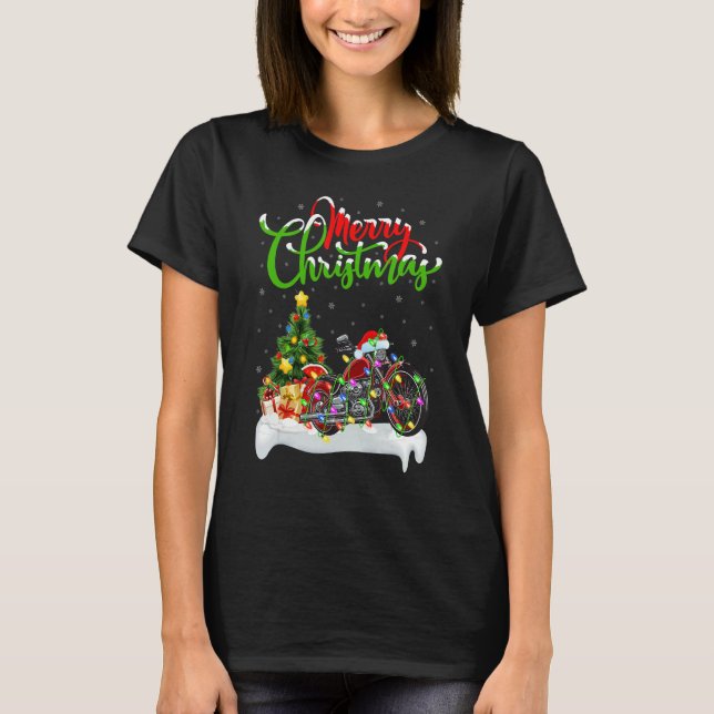 Camiseta Motorcycle   Xmas Decorations Santa Motorcycle Chr (Anverso)