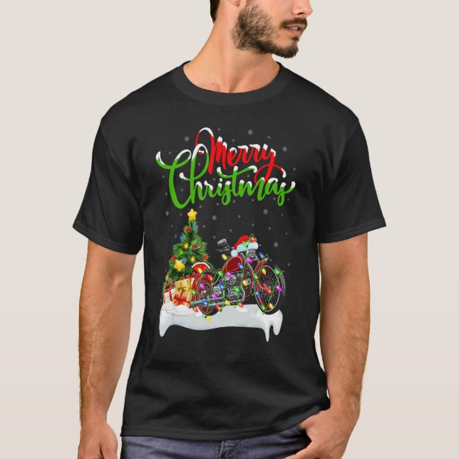 Camiseta Motorcycle   Xmas Decorations Santa Motorcycle Chr (Anverso)