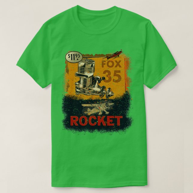 Camiseta Motores de aeronaves de modelo de época Fox 35 (Diseño del anverso)