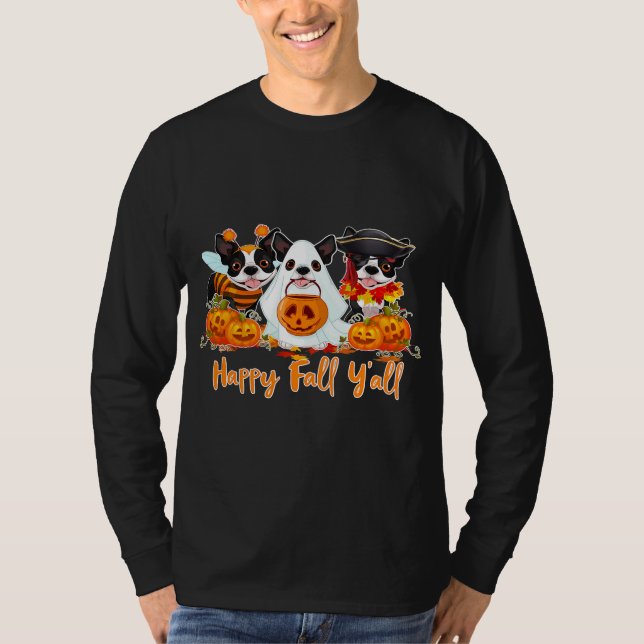 Camiseta Motores de perro de Boston territerrier Halloween  (Anverso)