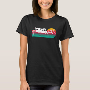 Camiseta Motorhome Heartbeat ECG Camper Camping Funny
