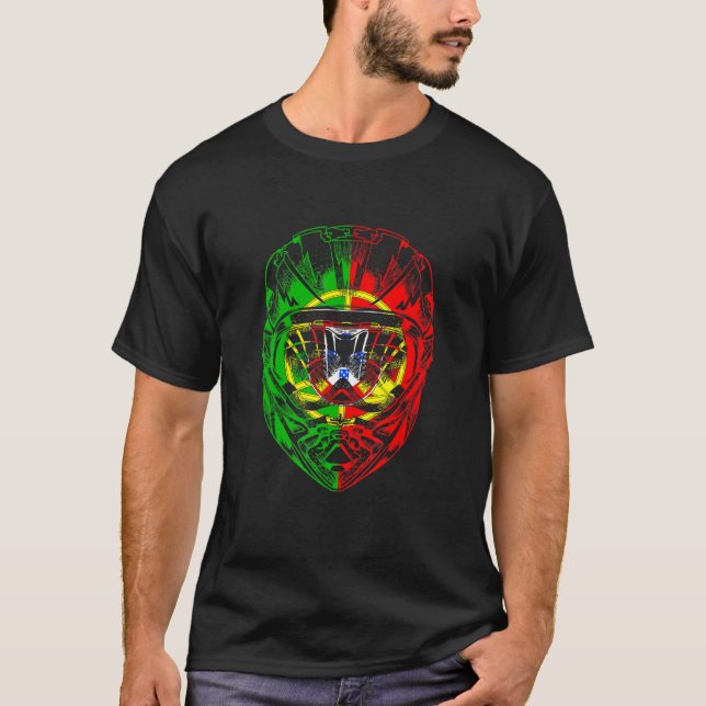 Camiseta Motos en bicicleta de montaña Casco Bandera de Por (Anverso)