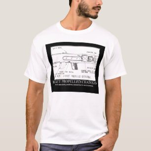 Camiseta motosierra impulsada por un cohete