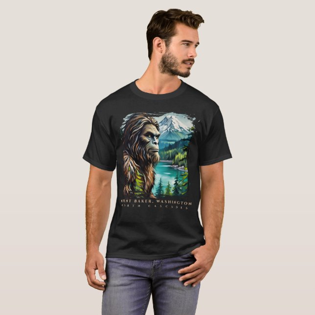 Camiseta Mount Baker Washington Sasquatch Escénico (Anverso completo)