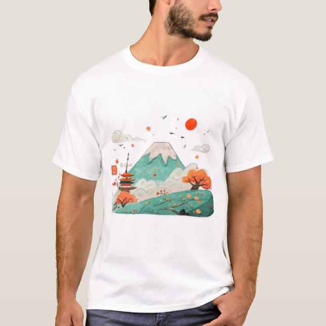 Camiseta Mount Fuji & Rising Sun Graphic (Anverso)