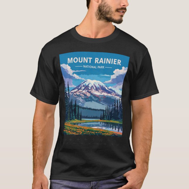 Camiseta Mount Rainier National Park retro (Anverso)