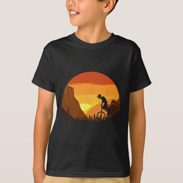 Camiseta Mountain Biking Retro Sunset Trail Rider  (Anverso)